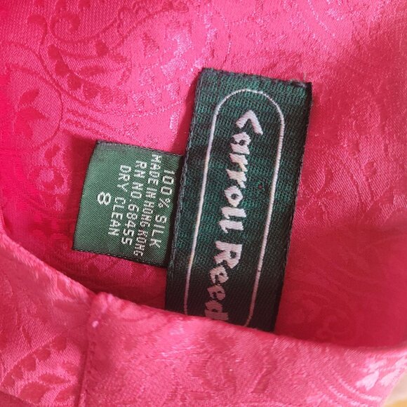 Vintage Carroll Reed Pink Paisley Silk Dress Size 8 Belted - Picture 4 of 4